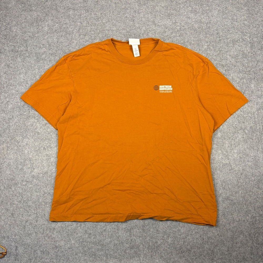 HM Relaxed Fit Northern Knowledge Graphic T-Shirt Orange Mens Large Streetwear